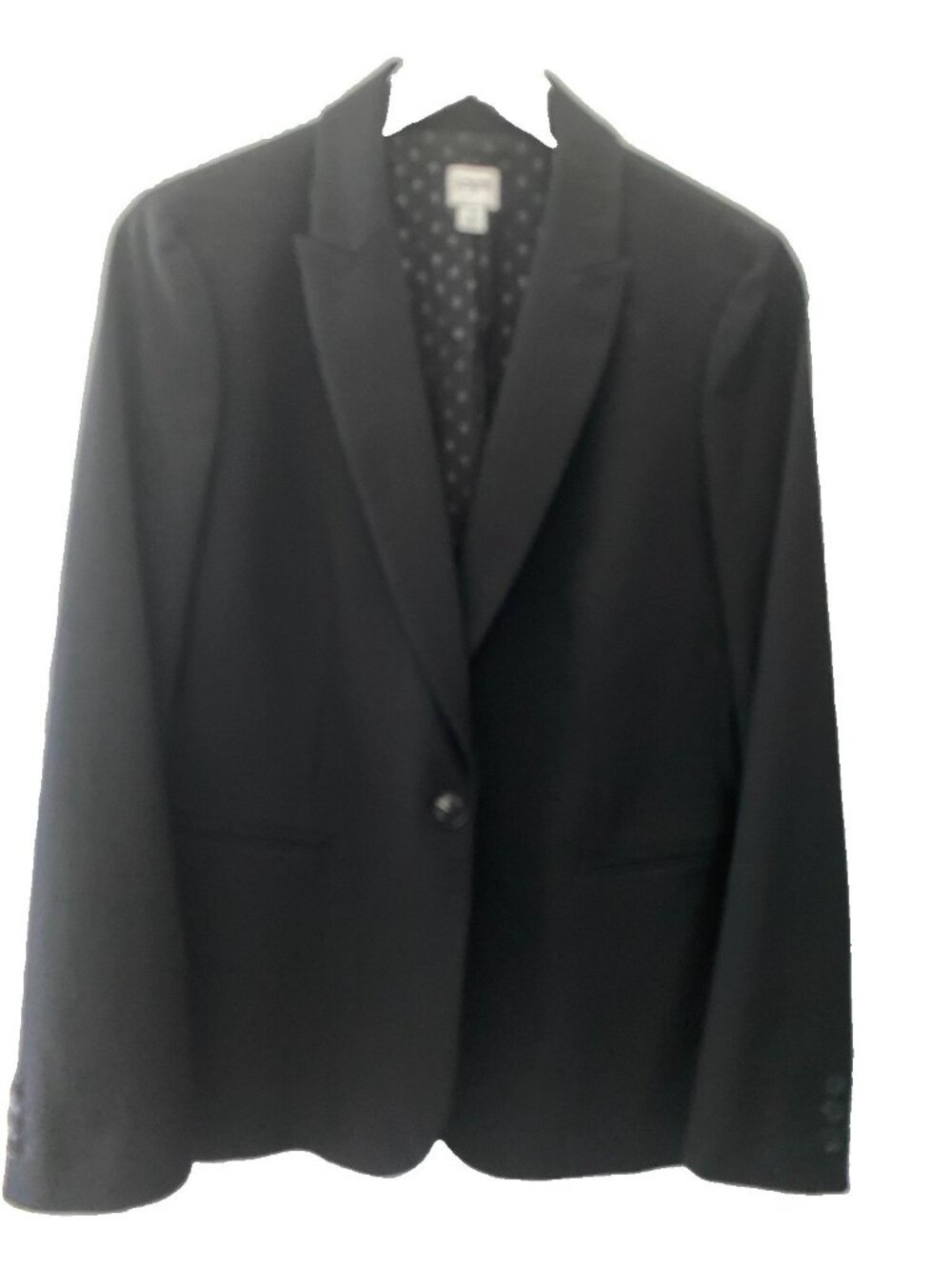 J Crew Women’s Blazer size 12 Black One Button Poly Blend Classic Work Business